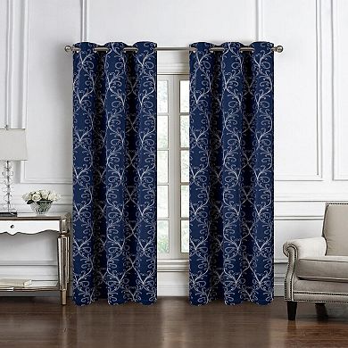 Kimber 2 Pack Embroidered Blackout Luxurious Decorative Grommet Curtain Panel