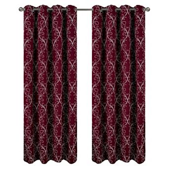 Kimber 2 Pack Embroidered Blackout Luxurious Decorative Grommet Curtain Panel