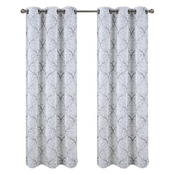 Kimber 2 Pack Embroidered Blackout Luxurious Decorative Grommet Curtain Panel