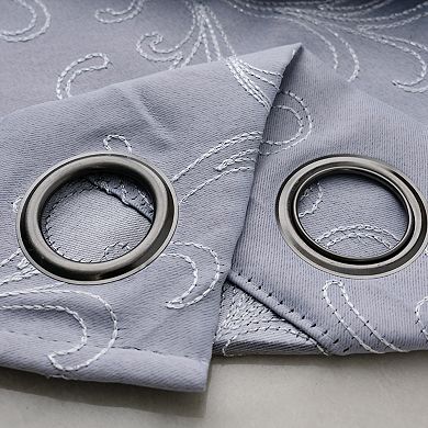 Kimber Embroidered Blackout Luxurious Decorative Grommet Curtain Panel