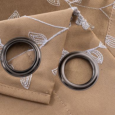 Lilian 2 Pack Embroidered Blackout Luxurious Decorative Grommet Curtain Panel