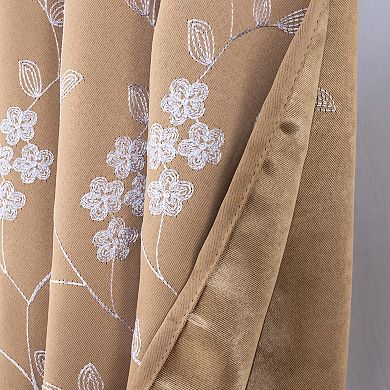 Lilian 2 Pack Embroidered Blackout Luxurious Decorative Grommet Curtain Panel