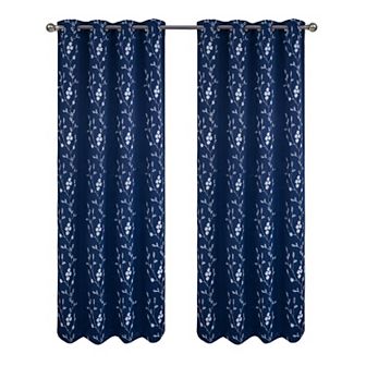 Lilian 2 Pack Embroidered Blackout Luxurious Decorative Grommet Curtain Panel