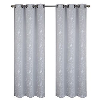 Lilian 2 Pack Embroidered Blackout Luxurious Decorative Grommet Curtain Panel