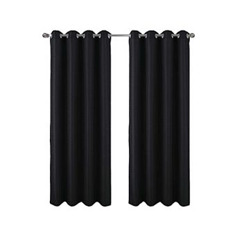 Cindy Window Curtain Panel Set Textured Jacquard Design, Grommet Top, Elegant & Machine Washable