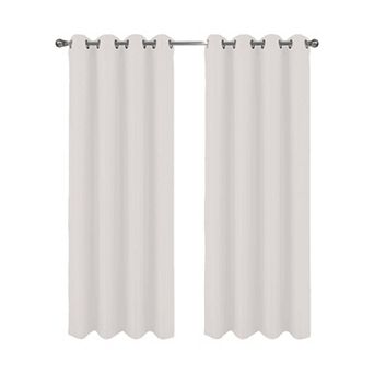 Cindy Window Curtain Panel Set Textured Jacquard Design, Grommet Top, Elegant & Machine Washable
