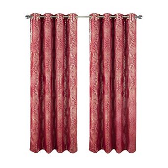 Hailey Foil Window Curtain Panel Modern Glamour with Reflective Metallic Diamond Pattern