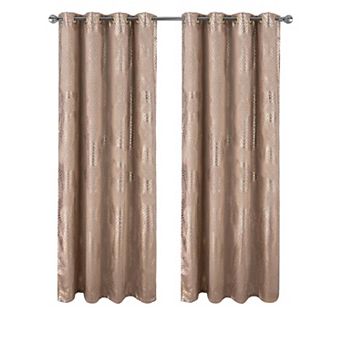 Hailey Foil Window Curtain Panel Modern Glamour with Reflective Metallic Diamond Pattern