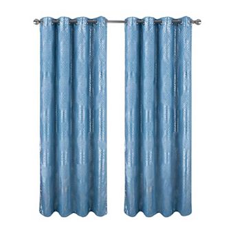 Hailey Foil Window Curtain Panel Modern Glamour with Reflective Metallic Diamond Pattern