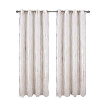Hailey Foil Window Curtain Panel Modern Glamour with Reflective Metallic Diamond Pattern