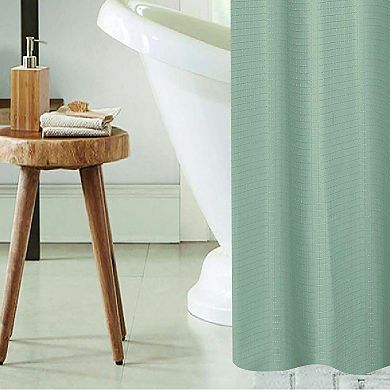 Bliss Waffle Shower Curtain Solid Design, Spa-Like Texture, Machine Washable