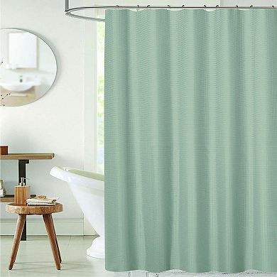 Bliss Waffle Shower Curtain Solid Design, Spa-Like Texture, Machine Washable