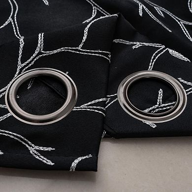 Luciana Embroidered Blackout Luxurious Decorative Grommet Curtain Panel