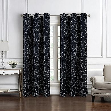Luciana Embroidered Blackout Luxurious Decorative Grommet Curtain Panel