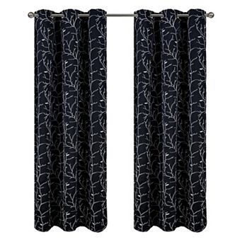 Luciana Embroidered Blackout Luxurious Decorative Grommet Curtain Panel