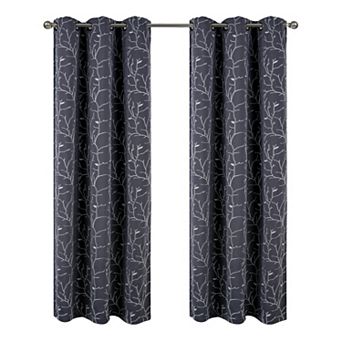 Luciana Embroidered Blackout Luxurious Decorative Grommet Curtain Panel