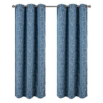 Luciana Embroidered Blackout Luxurious Decorative Grommet Curtain Panel