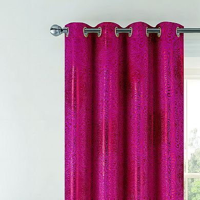 Helena Halo Foil Blackout Luxurious Decorative Grommet Curtain Panel