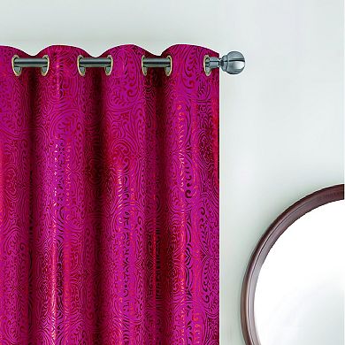 Helena Halo Foil Blackout Luxurious Decorative Grommet Curtain Panel