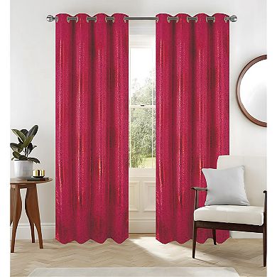 Helena Halo Foil Blackout Luxurious Decorative Grommet Curtain Panel