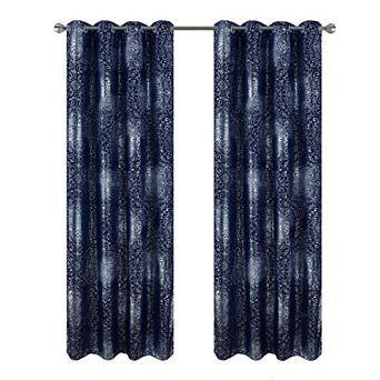 Helena Halo Foil Blackout Luxurious Decorative Grommet Curtain Panel