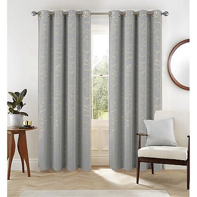 Heidi Halo Foil Blackout Luxurious Decorative Grommet Curtain Panel