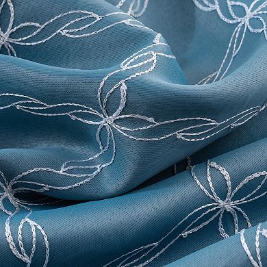 Gable 2 Pack Embroidered Blackout Luxurious Decorative Grommet Curtain Panel