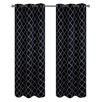 Gable 2 Pack Embroidered Blackout Luxurious Decorative Grommet Curtain Panel