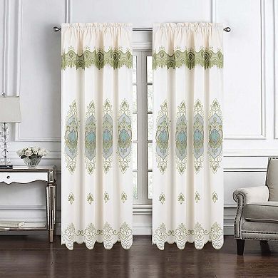 Betsy Window Curtain Elegant Macramé Embroidery, Rod Pocket Design, Machine Washable