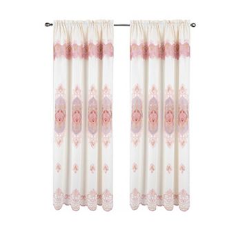 Betsy Window Curtain Elegant Macramé Embroidery, Rod Pocket Design, Machine Washable