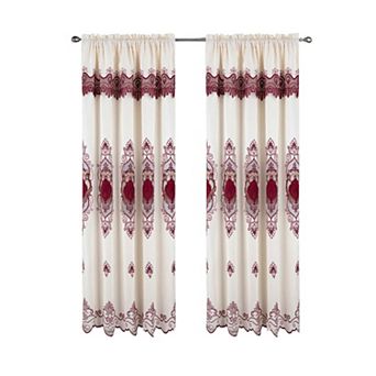 Betsy Window Curtain Elegant Macramé Embroidery, Rod Pocket Design, Machine Washable
