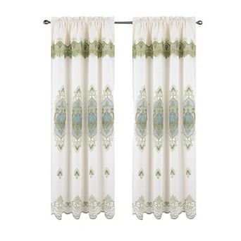 Betsy Window Curtain Elegant Macramé Embroidery, Rod Pocket Design, Machine Washable