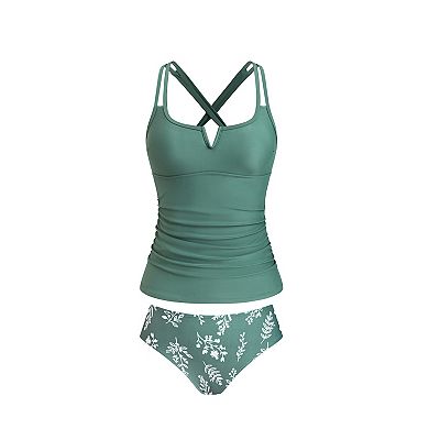 Women's Cupshe Tropical Print 2-pc. Back Tie Tankini Set