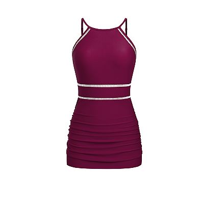 Women's Cupshe Halter Ruched Swimdress