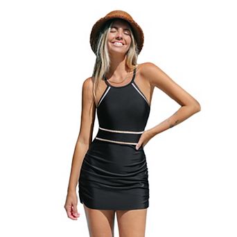Women's Cupshe Halter Ruched Swimdress