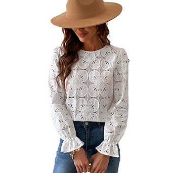 Women's Cupshe Embroidered Floral Blouse