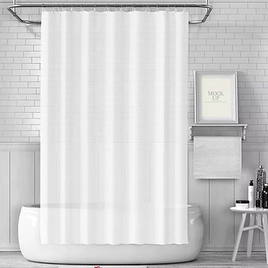 Waterproof White Bathroom Shower Curtain Liner 2 Pcs 70.86" x 70.86"