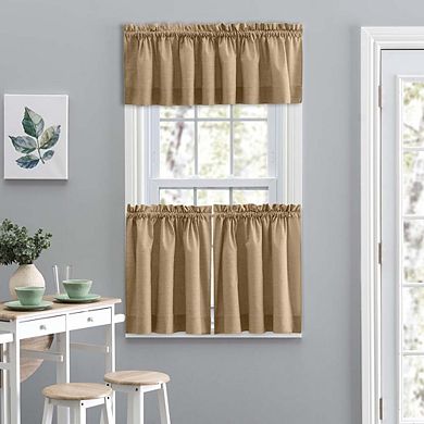Lisa Solid Color Poly Cotton Premium Duck Fabric Tailored Curtain Tiers 1.5" Rod Pocket