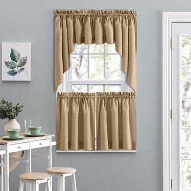 Lisa Solid Color Poly Cotton Premium Duck Fabric Tailored Curtain Tiers 1.5" Rod Pocket