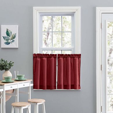 Stacey 1.5" Rod Pocket High Quality Fabric Solid Color Window Tailored Tier Pair
