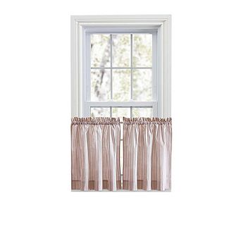 Classic Stripe Printed Tailored Curtain Tiers 1.5" Rod Pocket