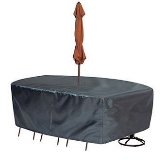 Mercury Cover Fits Oval/Rectangle Table & Chairs with Ties, Velcro Closure, Elastic & Spring Lock