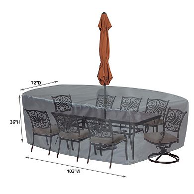 Mercury Cover Fits Oval/Rectangle Table & Chairs with Ties, Velcro Closure, Elastic & Spring Lock