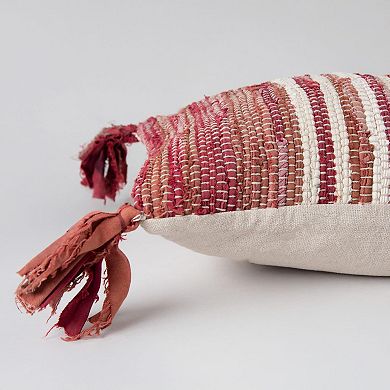 Rizzy Home Striped Throw Pillow Cover 14" x 26" with Tassels