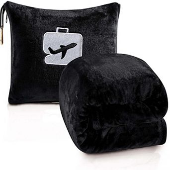 100% Polyester Comfort Fly 2-in-1 Travel Wrinkle Resistant Pillow & Blanket Set