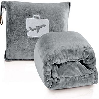 100% Polyester Comfort Fly 2-in-1 Travel Wrinkle Resistant Pillow & Blanket Set