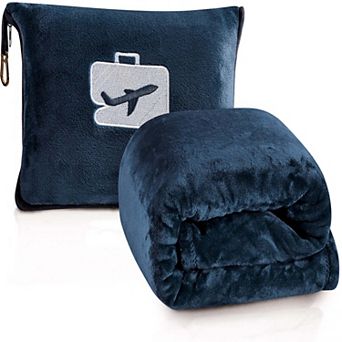 100% Polyester Comfort Fly 2-in-1 Travel Wrinkle Resistant Pillow & Blanket Set