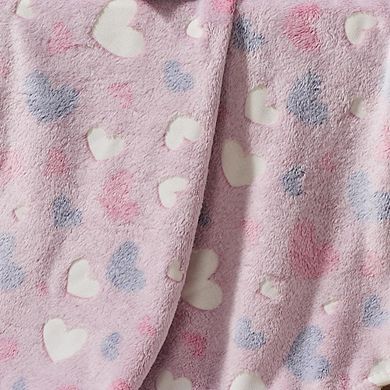 Pink Hearts Soft & Cozy Glow In The Dark Throw Blanket