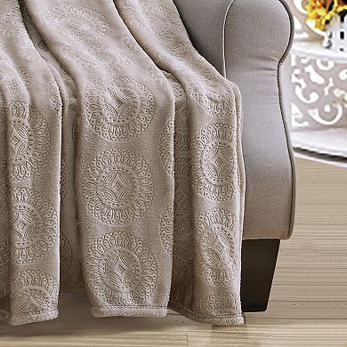 Caesar Embossed Decorative Super Soft Throw Blanket for Sleep/Decor 2 Pack