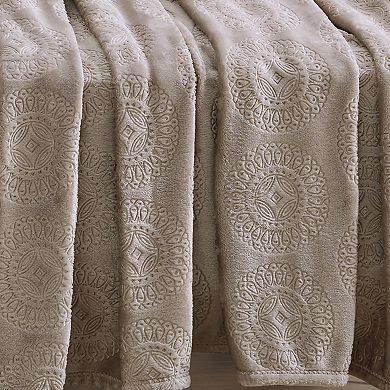 Caesar Embossed Decorative Super Soft Throw Blanket for Sleep/Decor 2 Pack